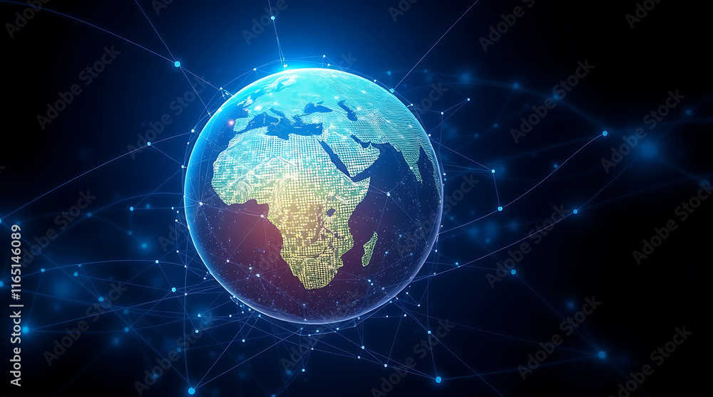 Global Network Earth depicted as a digital data sphere. Global Network Earth depicted as a digital data sphere.
