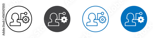 Account settings icon flat editable icon mark set.