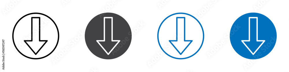 Arrow down icon flat editable icon mark set. Arrow down icon flat editable icon mark set.