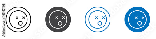 Astonished emoji icon flat editable icon mark set.