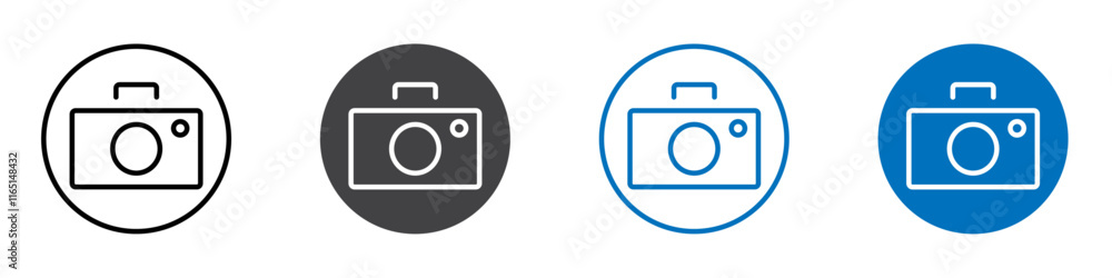 Camera icon flat editable icon mark set. Camera icon flat editable icon mark set.