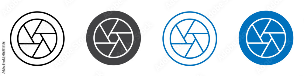 Camera shutter icon flat editable icon mark set. Camera shutter icon flat editable icon mark set.