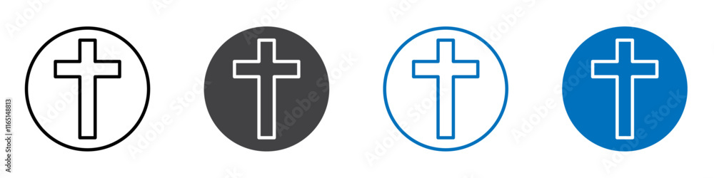 Christanity sign icon flat editable icon mark set. Christanity sign icon flat editable icon mark set.