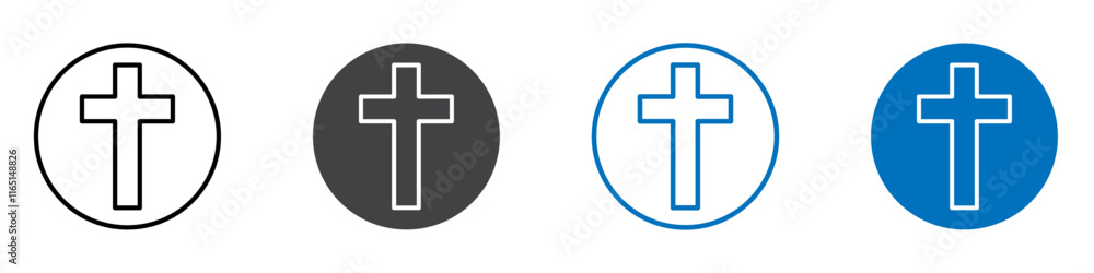 Christanity sign icon flat editable icon mark set. Christanity sign icon flat editable icon mark set.