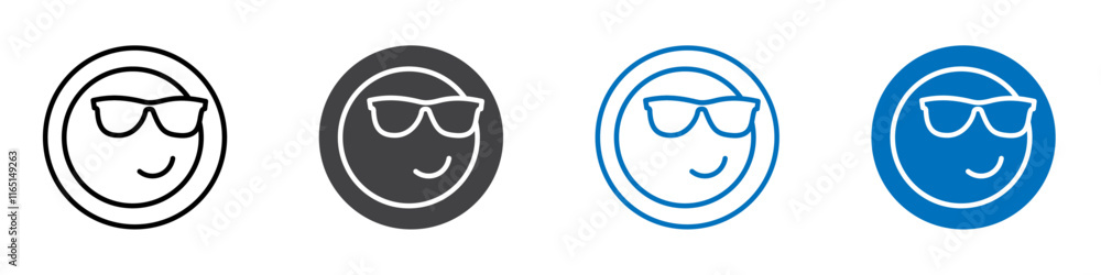 Obraz premium Cool smile icon flat editable icon mark set.