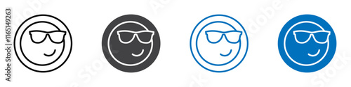 Cool smile icon flat editable icon mark set.