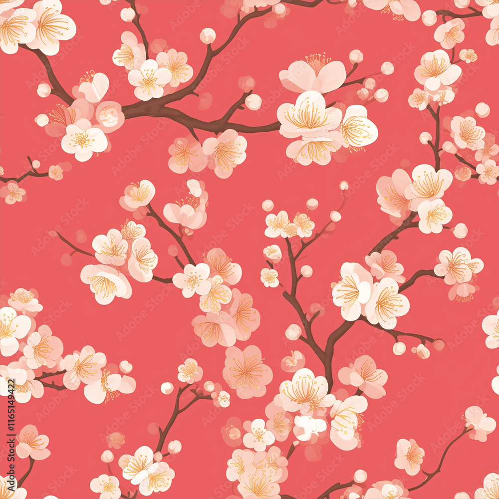 Fototapeta premium plumblossom seamless pattern