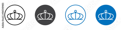 Crown icon flat editable icon mark set.