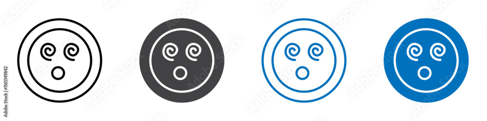 Dizzy emoji icon flat editable icon mark set. Dizzy emoji icon flat editable icon mark set.