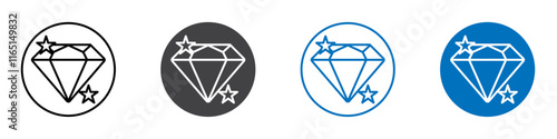 Diamond shining icon flat editable icon mark set.