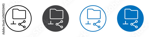 Folder sharing icon flat editable icon mark set.