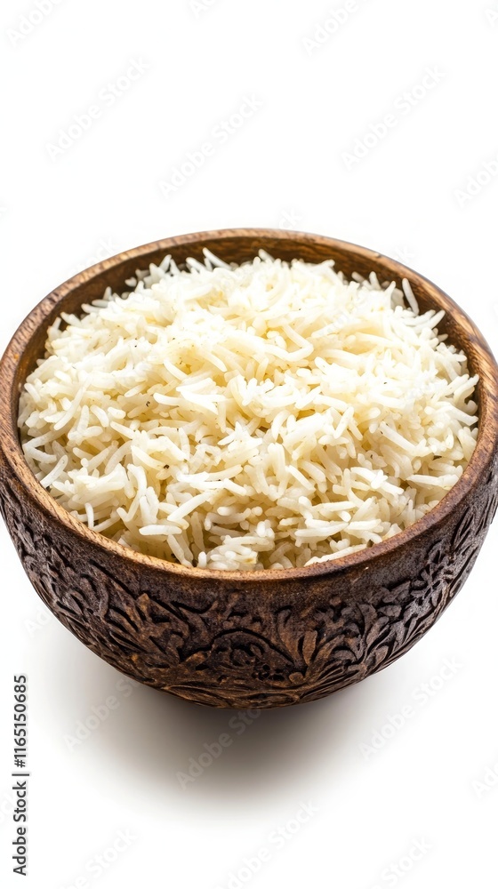 Aromatic White Rice in a Beautiful Wooden Bowl Aromatic White Rice in a Beautiful Wooden Bowl