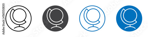 Globe icon flat editable icon mark set.
