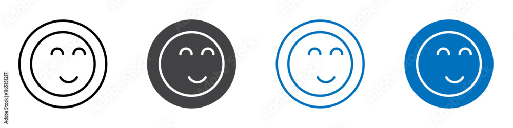 Happy icon flat editable icon mark set. Happy icon flat editable icon mark set.