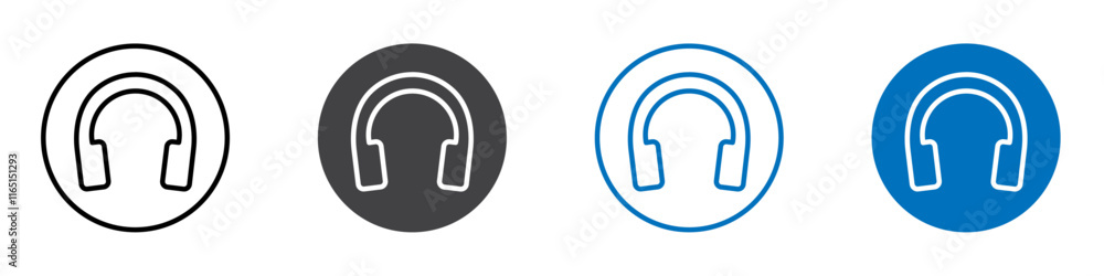 Headset icon flat editable icon mark set. Headset icon flat editable icon mark set.