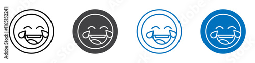 Laughing icon flat editable icon mark set.