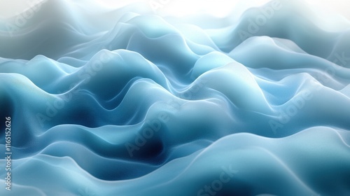 Abstract waves of translucent blue fabric in gentle motion