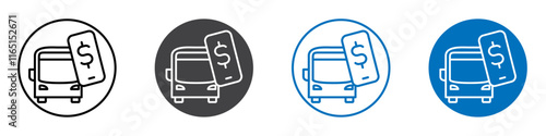 Online bus booking icon flat editable icon mark set.