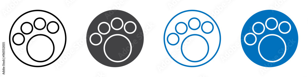 Paw icon flat editable icon mark set. Paw icon flat editable icon mark set.