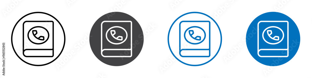 Phone book icon flat editable icon mark set. Phone book icon flat editable icon mark set.
