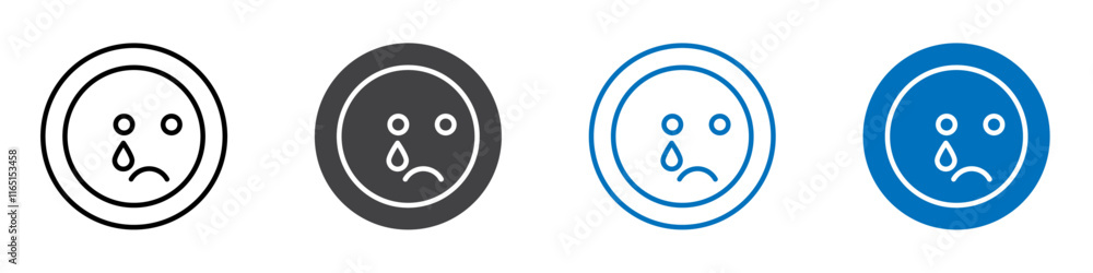 Sad icon flat editable icon mark set. Sad icon flat editable icon mark set.