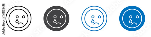 Sad icon flat editable icon mark set.