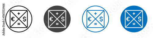 Scientific calculation icon flat editable icon mark set.