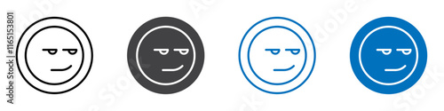 Smirking icon flat editable icon mark set.