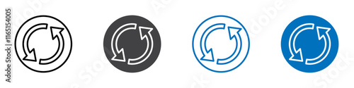 Synchronize icon flat editable icon mark set.