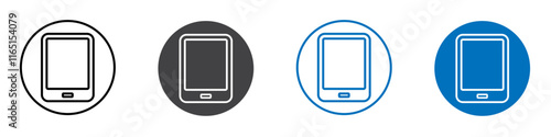 Tablet icon flat editable icon mark set.
