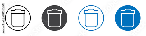 Trash icon flat editable icon mark set.