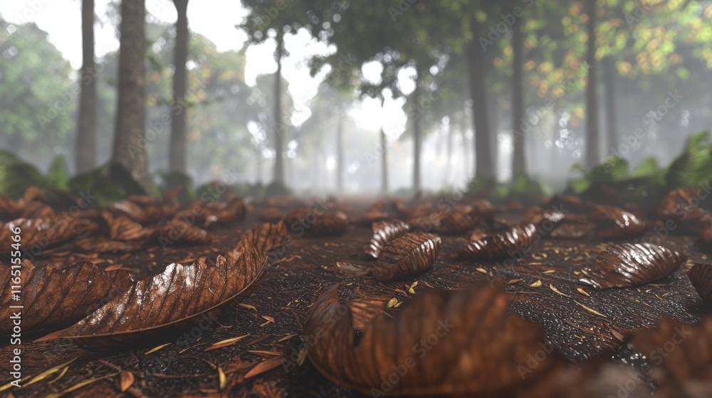 Autumn Forest Path Fallen Leaves Misty Woods Nature Autumn Forest Path Fallen Leaves Misty Woods Nature