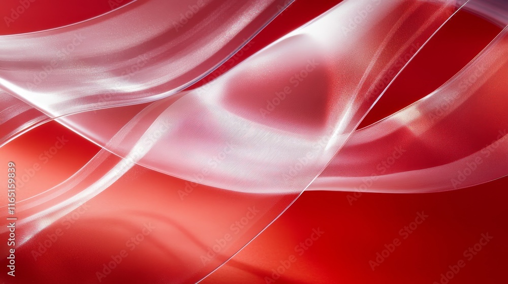 Naklejka premium Abstract red and transparent waves create a dynamic and modern visual effect.