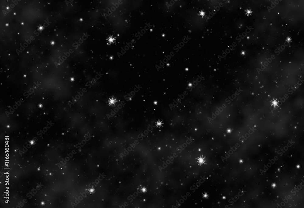 Night sky with many stars and nebulas