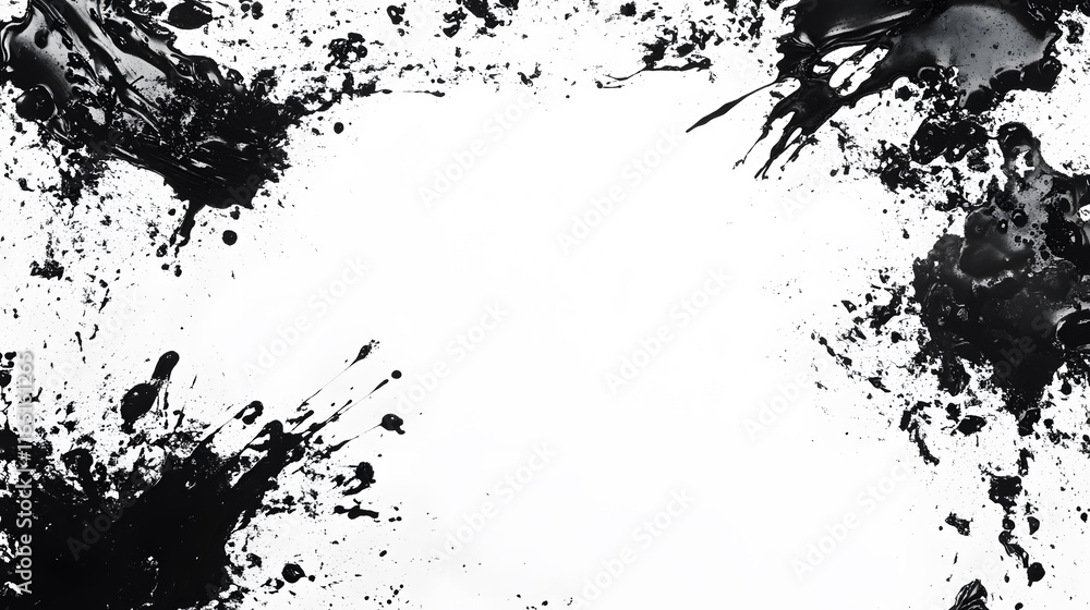 Obraz premium Abstract paint splatter frame in black and white