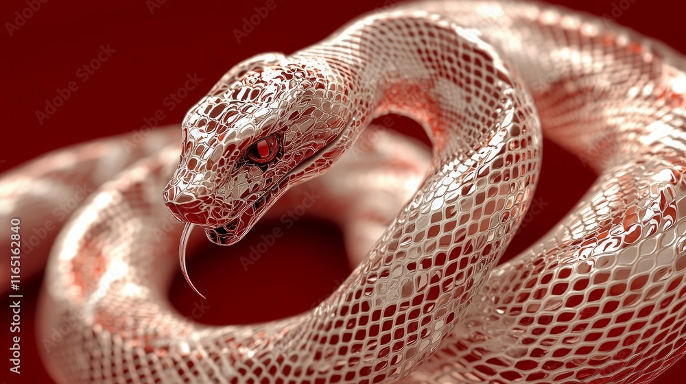 Fototapeta premium Serpentine Harmony: Abstract Year of the Snake Chinese Zodiac 3D Render Artwork