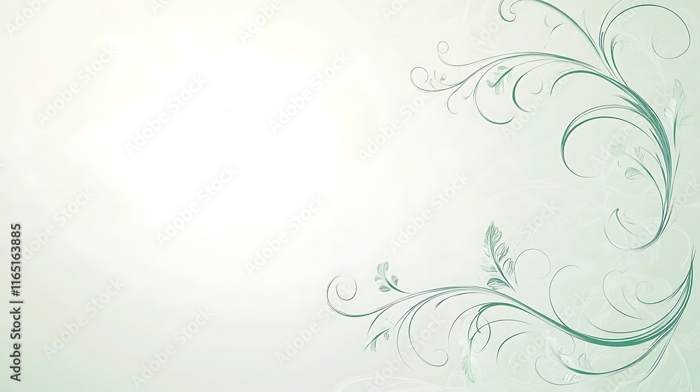 Elegant Green Floral Swirls Design Background Elegant Green Floral Swirls Design Background