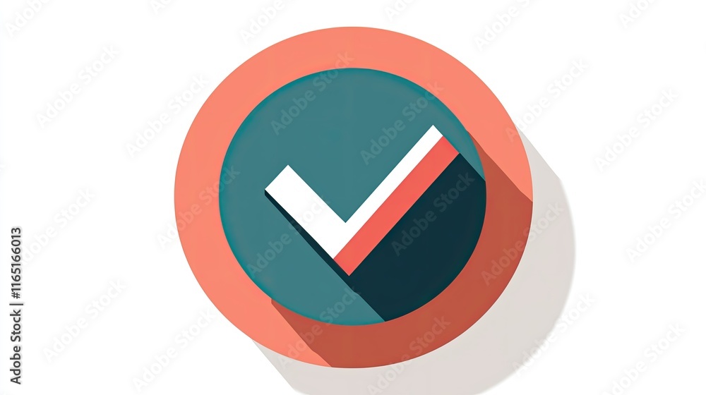 Checkmark with shadow in circle. Checkmark with shadow in circle.