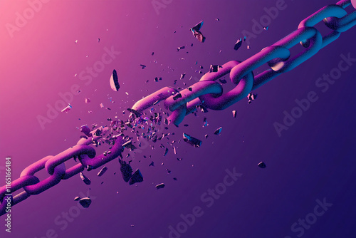 Chain Breaking on Gradient Purple Background Illustration photo