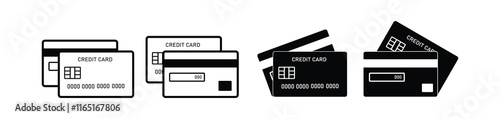 Credit Card Vector Icon Set Isolated on White Background.