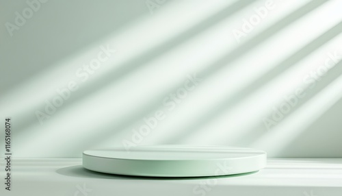 Minimalist Pastel Green Product Display Platform with Light and Shadow