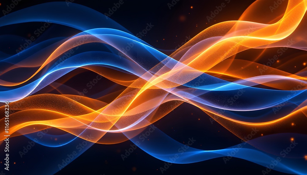 Dynamic Blue and Orange Energy Waves: Abstract Art Dynamic Blue and Orange Energy Waves: Abstract Art