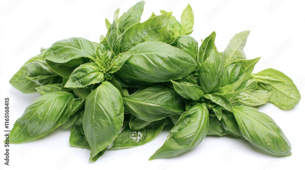 Fresh basil leaves arranged for culinary use. Fresh basil leaves arranged for culinary use.