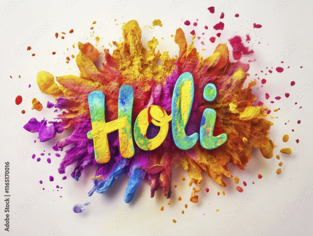 Obraz premium Vibrant Holi festival colors exploding in joyful display of powder