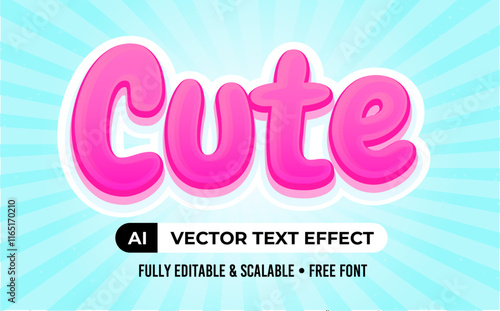 Editable font style, Cute Pink text effect