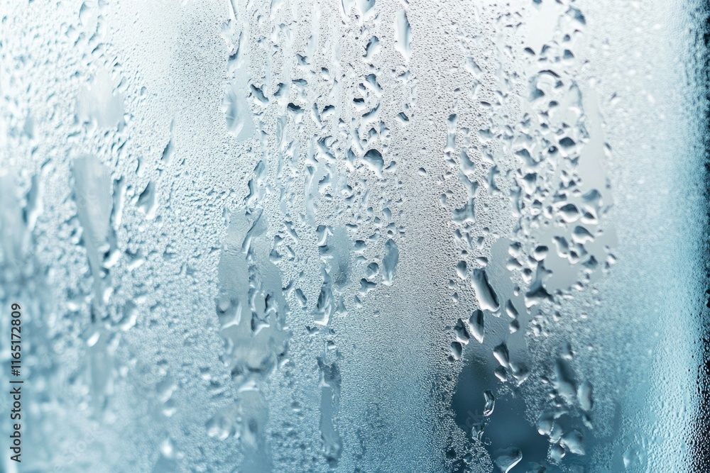 Condensation on a cold surface, water droplets forming intricate patterns. Condensation on a cold surface, water droplets forming intricate patterns.