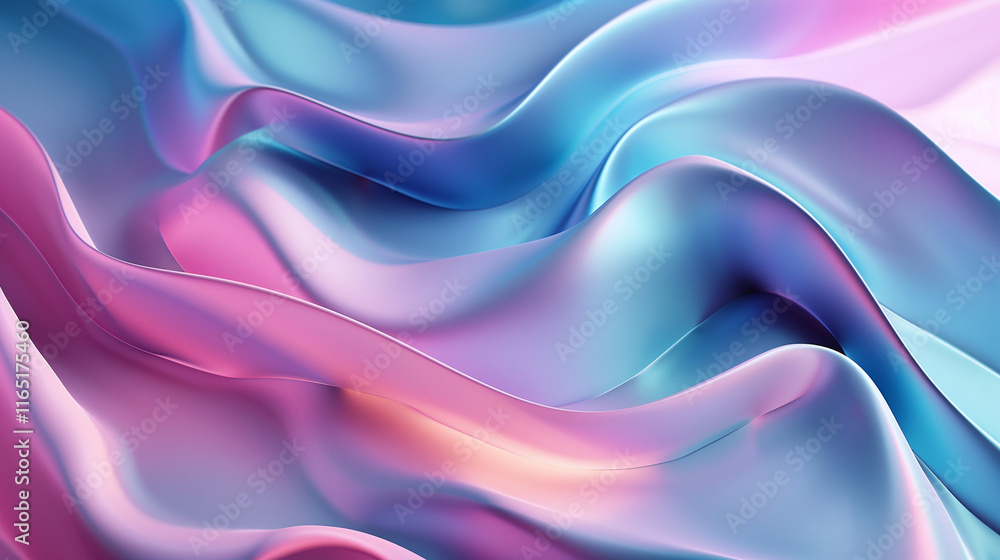 Obraz premium Abstract Gradient Wave Illustration with Smooth Silk Texture in Pastel Colors