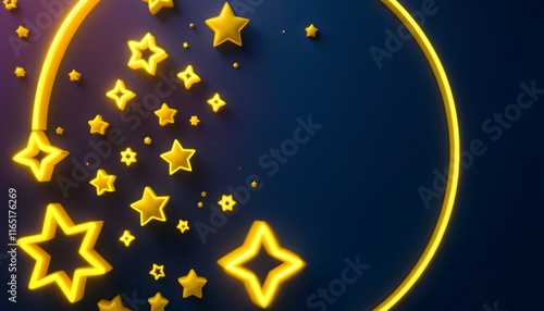 Golden Starburst: A Night Sky of Radiant 3D Stars