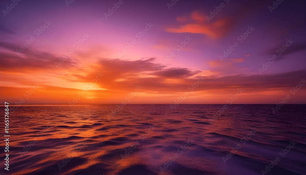 Fototapeta premium Stunning Vibrant Sea Sunset With Colorful Sky and Gentle Waves