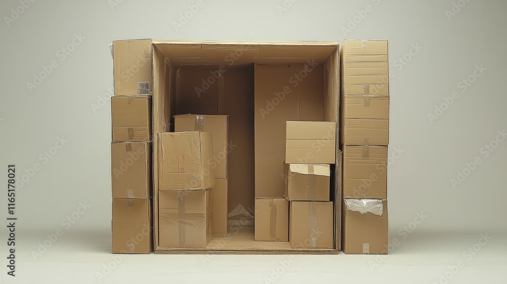Cardboard Boxes, Room of Boxes, Storage, Moving, Packing Cardboard Boxes, Room of Boxes, Storage, Moving, Packing
